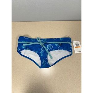 Oakley Lagoon Swim Bikini Bottoms Azure Lotus Blue Belted 581086 Womens‎ Small